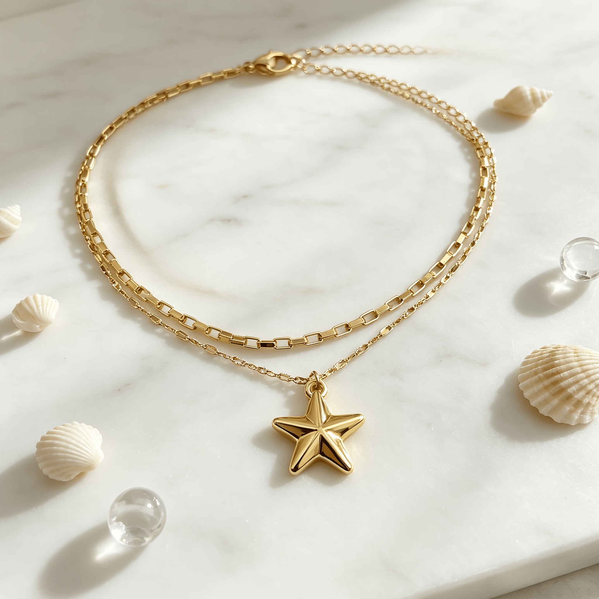 Women's Nautical Starfish Pendant Layered Necklace